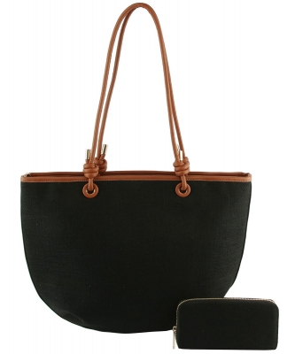 Linen Canvas 2-in-1 Shopper CMS0311W BLACK